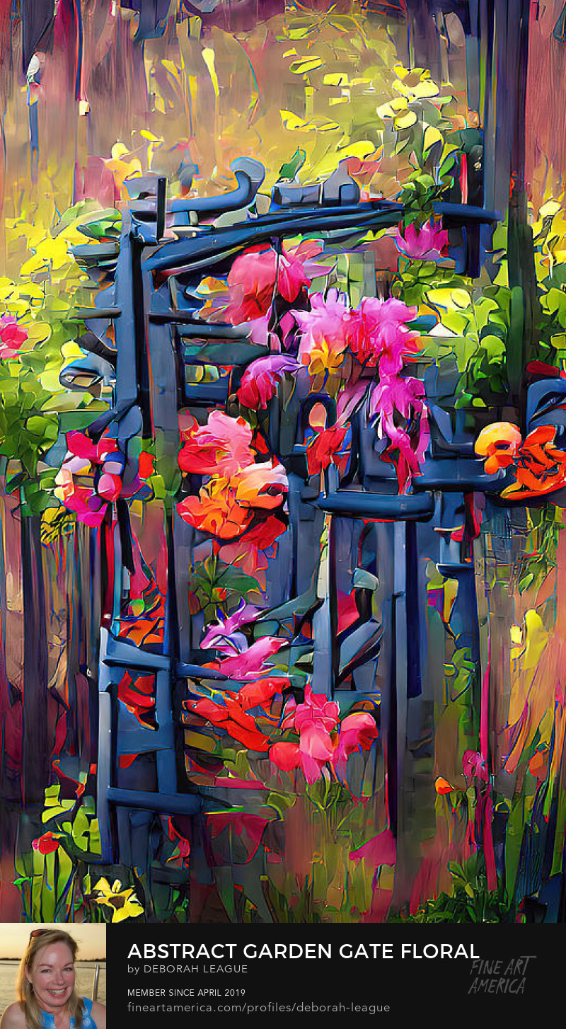 digital painting abstract garden gate floral by Deborah League