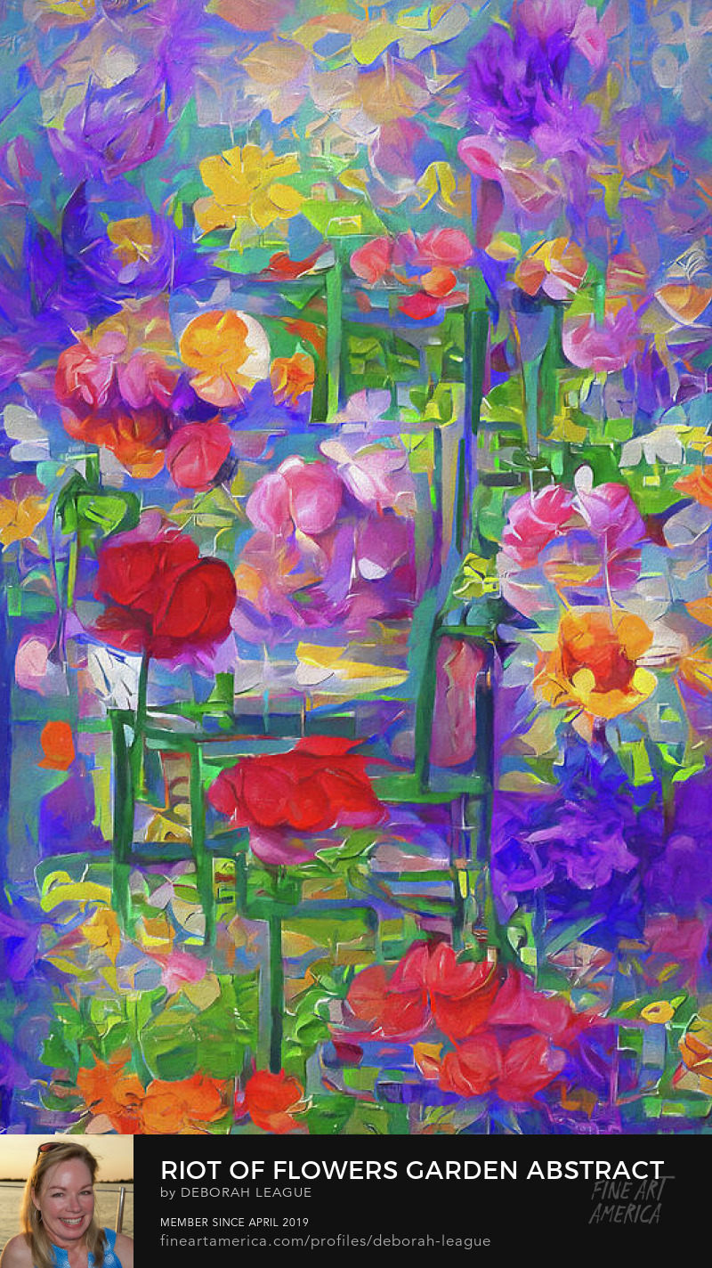 Digital Painting Riot of flowers garden abstract by Deborah League