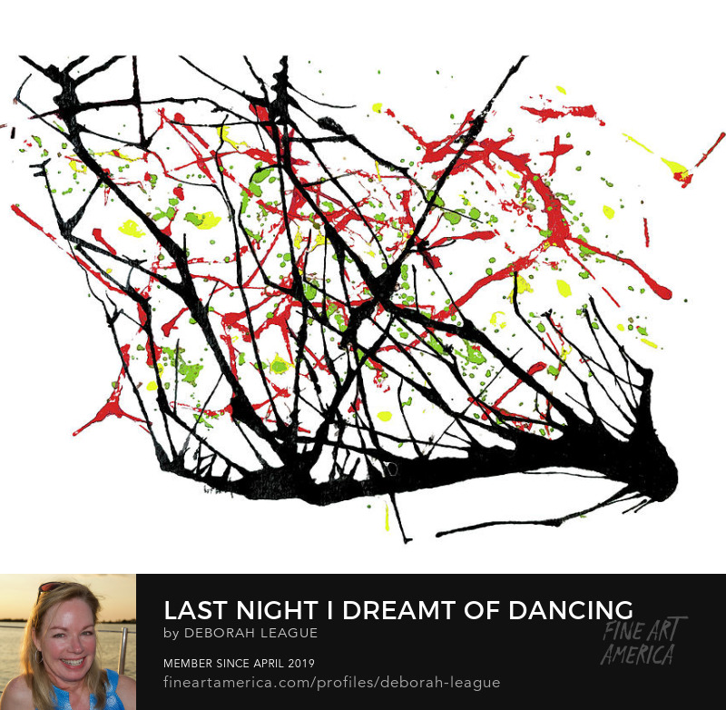 watercolor abstract night dream dancing forest outside by Deborah League