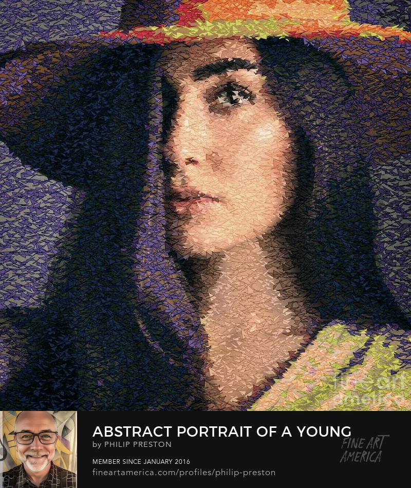 Young woman wearing a hat, artwork by Philip Preston