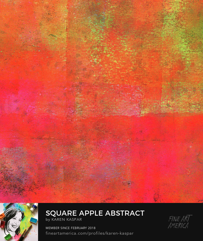 Square Apple acrylic painting in square format by Karen Kaspar.
