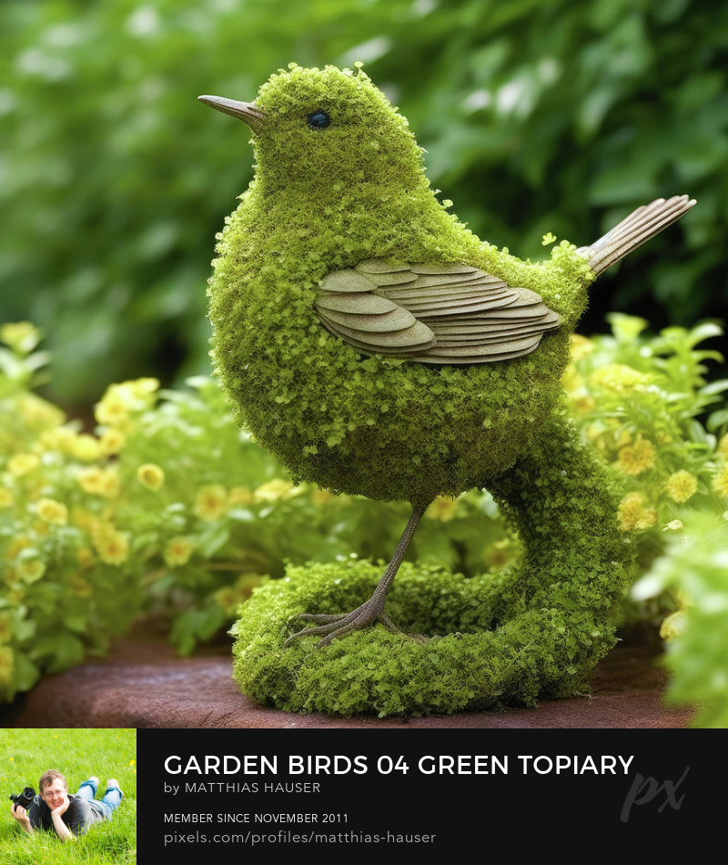 Garden Bird Topiary Art Prints