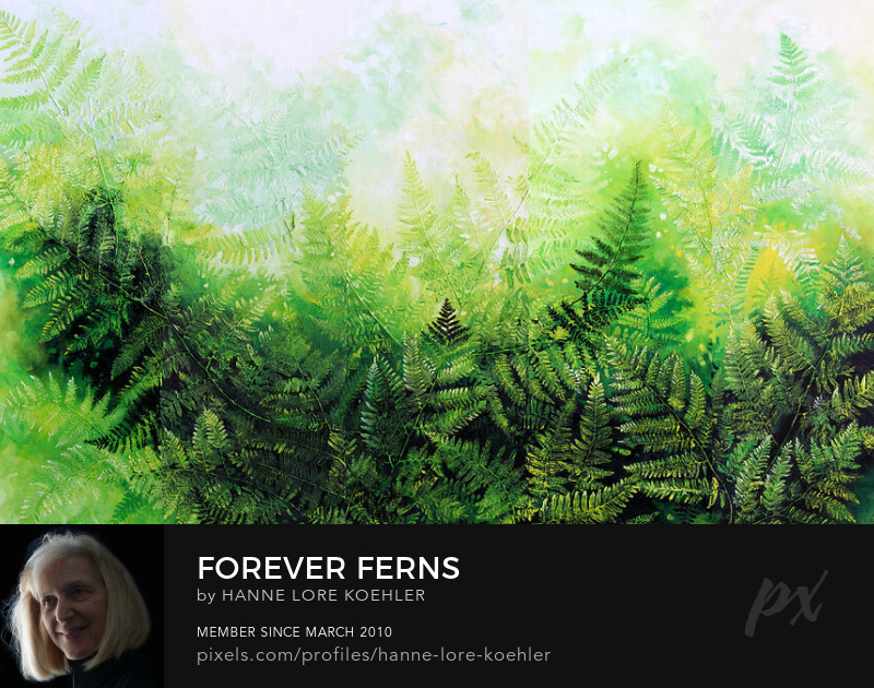 large canvas painting of ferns