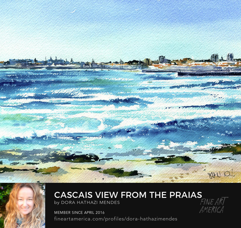 Cascais View From The Praias Portugal painting by Dora Hathazi Mendes art prints