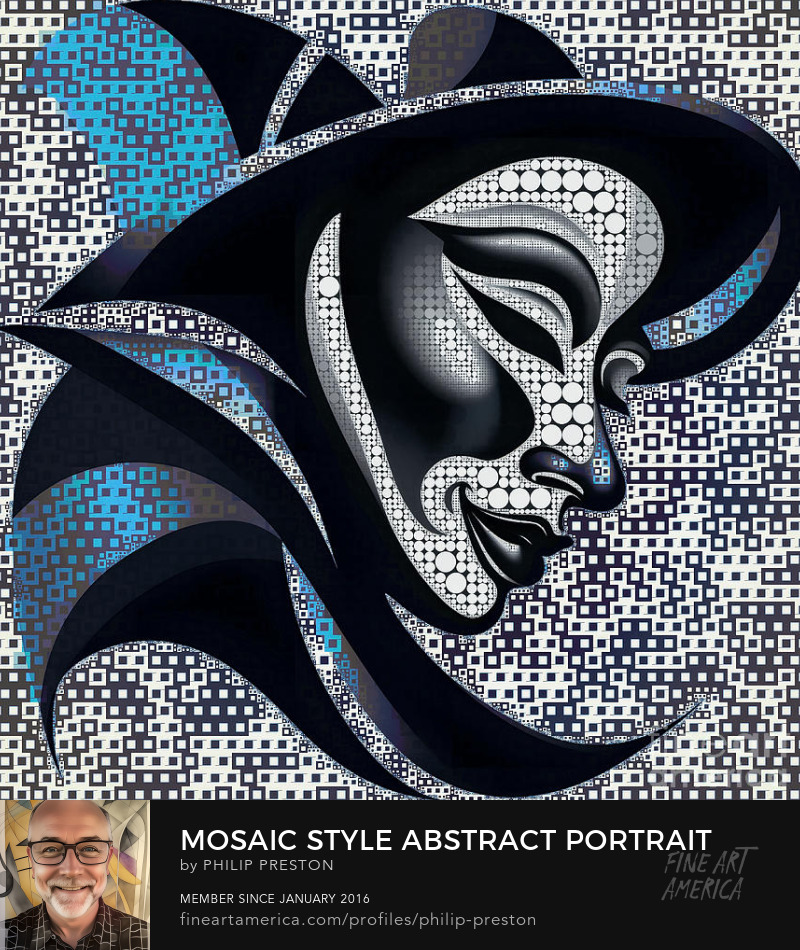 Mosaic style abstract portrait, AI / digital artwork by Philip Preston