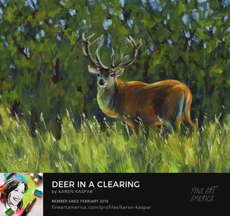 Deer in a clearing acrylic painting by Karen Kaspar Buy Art Online