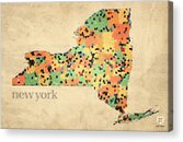 Colorful New York State Map Acrylic Print