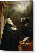 The Vision Of St. Benedict Of The World And The Three Angels Acrylic Print