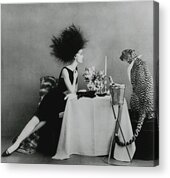 A Model With A Cheetah Acrylic Print