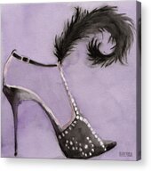 Black High Heel Shoe With Feather Shoes Paintings Painting By