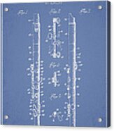 Fipple Flute Patent Drawing From 1959 - Light Blue Acrylic Print