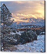 Sandia Mountains With Snow At Sunset Acrylic Print