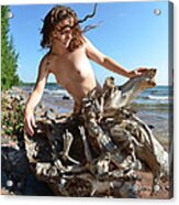 0114 Windswept Nude In Nature Acrylic Print