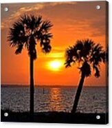 0602 Pair Of Palms At Sunrise Acrylic Print