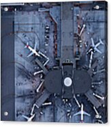 Airliners At  Gates And Control Tower #1 Acrylic Print