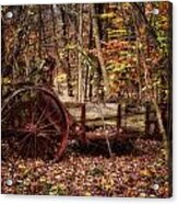 Antique Manure Spreader In The Forest. #1 Acrylic Print