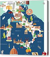 Cartoon Map Of Italy Acrylic Print