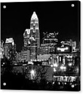 Charlotte Panoramic In Black And White #1 Acrylic Print