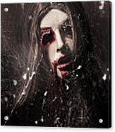 Female Face Of Dark Horror. Eye Of The Black Widow Acrylic Print