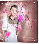 Funny Cleaning Man Doing Housework Chores #1 Acrylic Print