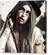 Grunge Ghost Girl With Blood Mouth. Dark Fine Art #1 Acrylic Print