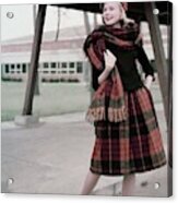 Model Standing Underneath A Breezeway In A Plaid #1 Acrylic Print