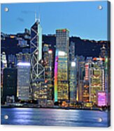 Night Photography At Victoria Harbour #1 Acrylic Print