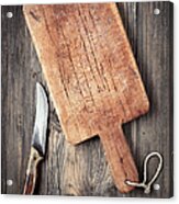 Old Cutting Board And Knife #1 Acrylic Print