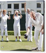 Older People Playing Lawn Bowling #1 Acrylic Print