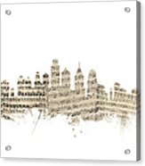 Philadelphia Pennsylvania Skyline Sheet Music Cityscape #1 Acrylic Print