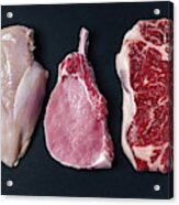 Raw Meat (chicken Breast, Pork Chop, And Beef Steak) #1 Acrylic Print