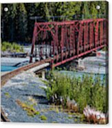 Red Rod Iron Railroad Bridge Traverses #1 Acrylic Print