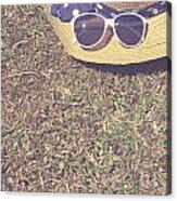 Retro Picnic On Meadow With Copy Space For Text #1 Acrylic Print