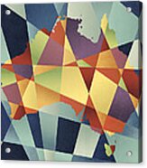 Australia Geometric Retro Map #3 Acrylic Print