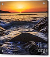Sunset On Chanteiro Beach Galicia Spain #1 Acrylic Print