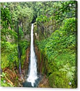 Tropical Waterfall In Volcanic Crater #1 Acrylic Print
