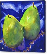 Two Pears On Blue Tile #1 Acrylic Print