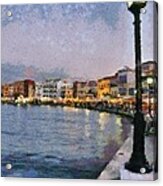 Painting Of The Old Port Of Chania #3 Acrylic Print