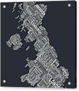Great Britain Uk City Text Map #13 Acrylic Print