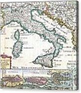 1706 De La Feuille Map Of Italy Acrylic Print