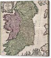 1716 Homann Map Of Ireland Acrylic Print