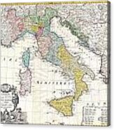 1742 Homann Heirs Map Of Italy Acrylic Print