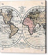 1791 Antique World Map Die Funf Theile Der Erde Acrylic Print