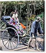 1870 Geisha Girls Traveling In Rickshaw Acrylic Print