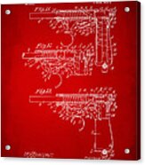 1898 Wesson Magazine Pistol Patent Artwork 2 - Red Acrylic Print