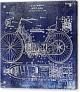 1901 Motorcycle Patent Drawing Blue Acrylic Print