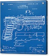 1903 Mcclean Pistol Patent Artwork - Blueprint Acrylic Print