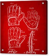 1910 Baseball Glove Patent Artwork Red Acrylic Print