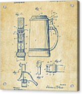 1914 Beer Stein Patent Artwork - Vintage Acrylic Print