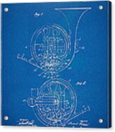 1914 French Horn Patent Blueprint Acrylic Print